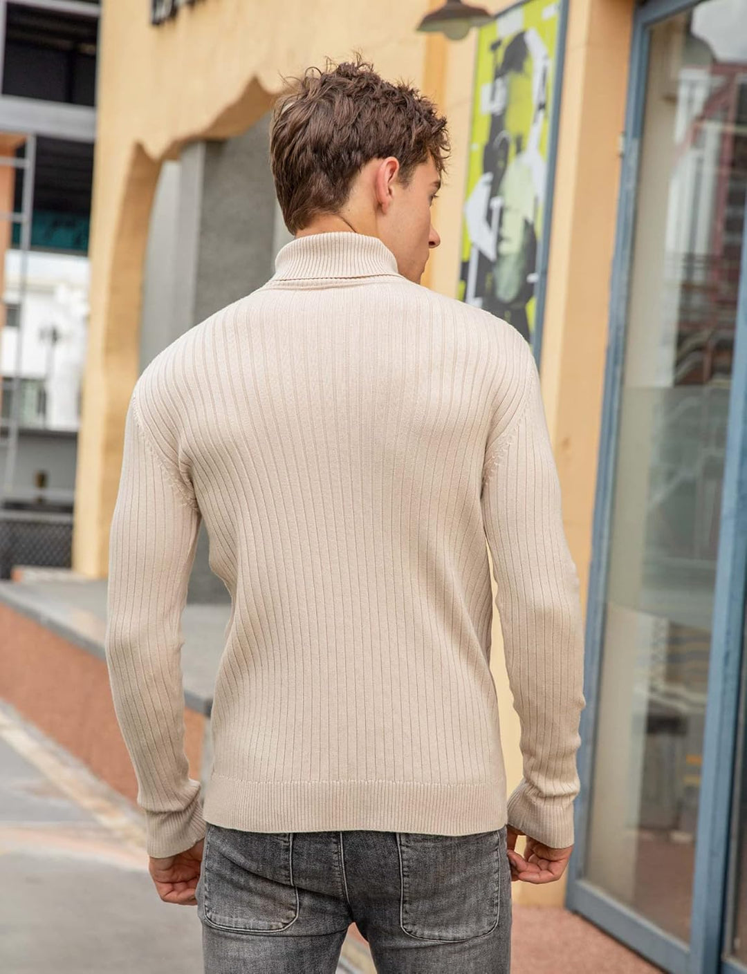 AIDEAONE Rollkragenpullover Herren Stehkragenpullover Winter Pullover Rollkragenstrickpullover Rollk