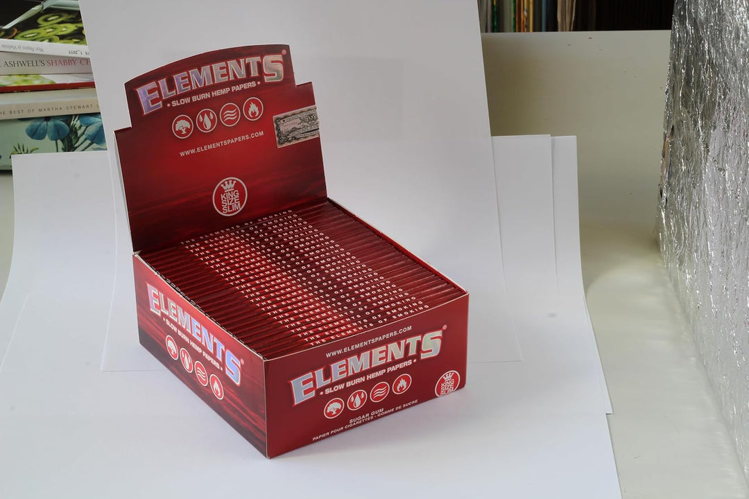 Elements 18438 RED-King Size Slim-50 Heftchen a 33 Blatt, Papier, Rot