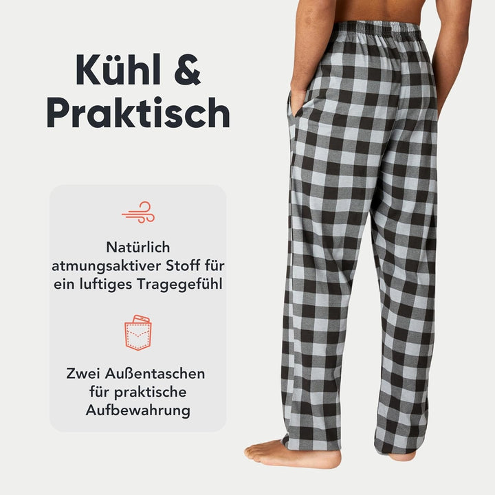 FM London 2er-Pack Pyjama für Herren - Leichte Herren-Pyjamahose, Loungewear und Nachtwäsche - Reich