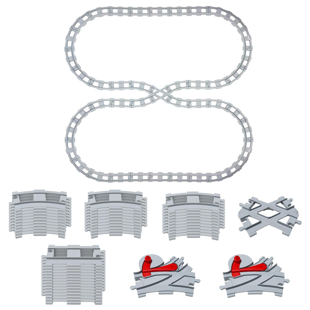 47 PCS Bausteine Eisenbahn Schienen Set kompatibel mit Duplo Zug City 47pcs, 47pcs