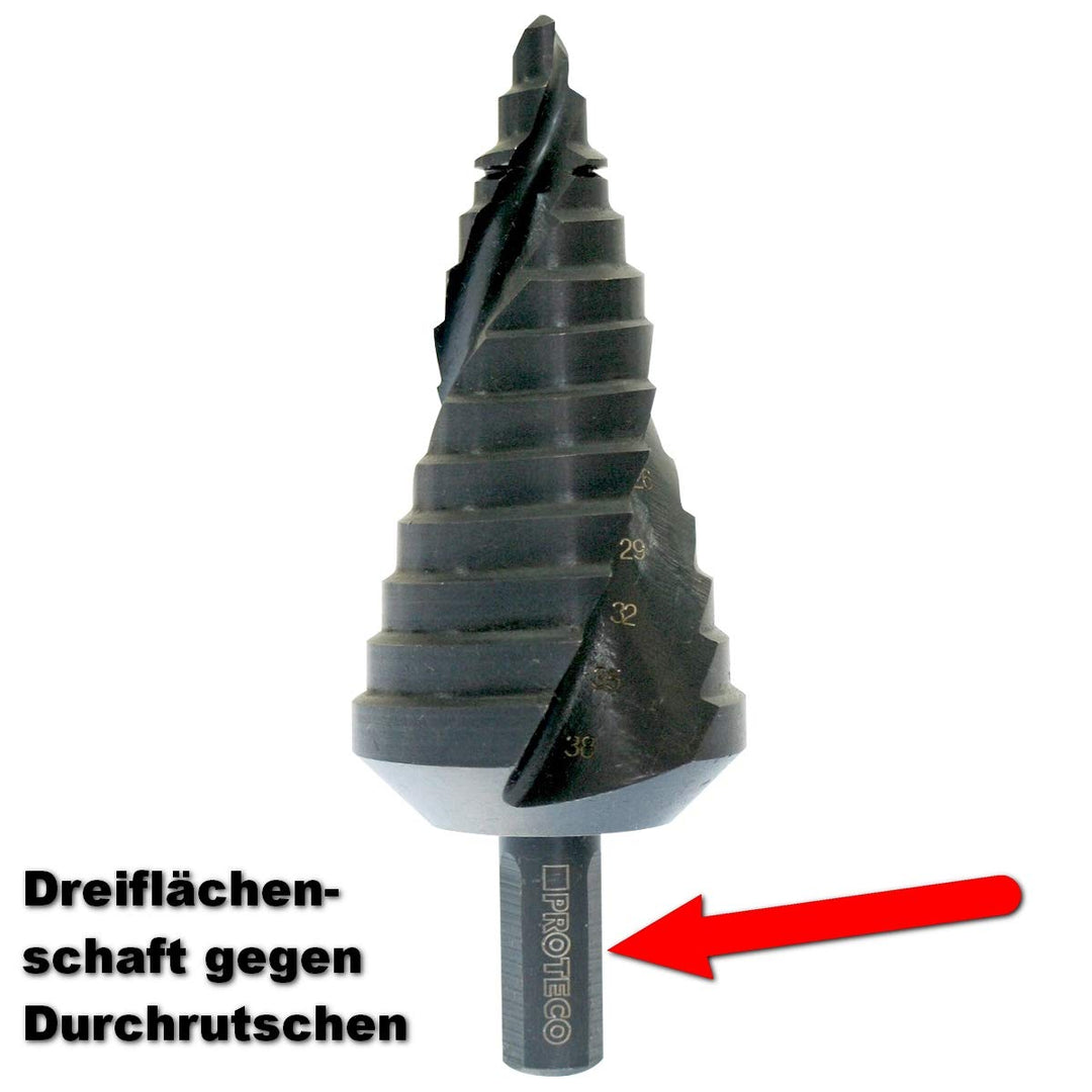 Proteco-Werkzeug® HSS Titan TIN TIAlN Profi Stufenbohrer Schälbohrer Konusbohrer Metallbohrer 6-38 m