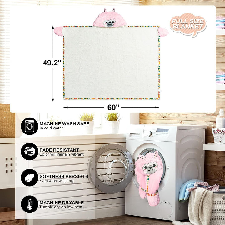 iyoimono Rosa Lama Alpaka Tragbare Decke Lama Alpaka Geschenke Sofadecke Kuscheldecke Lama Alpaca We