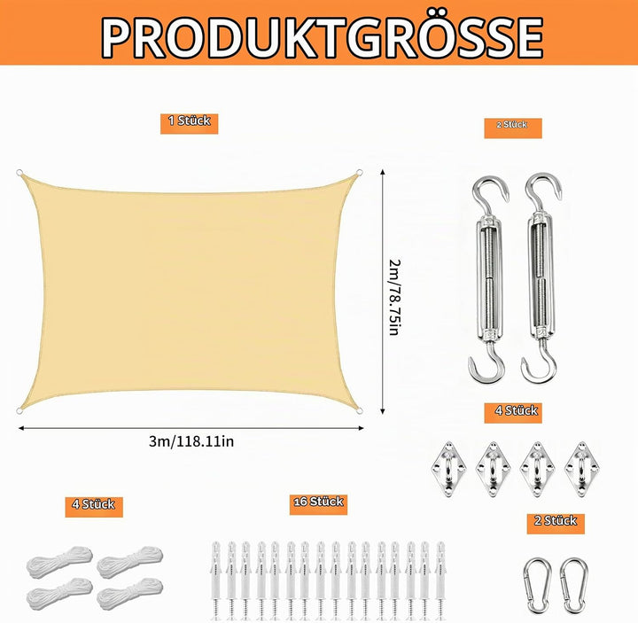 Sonnensegel Wasserdicht,Sonnensegel Rechteck 2x3m,Sonnenschutz Baldachin,Segel Baldachin,Rechteckige