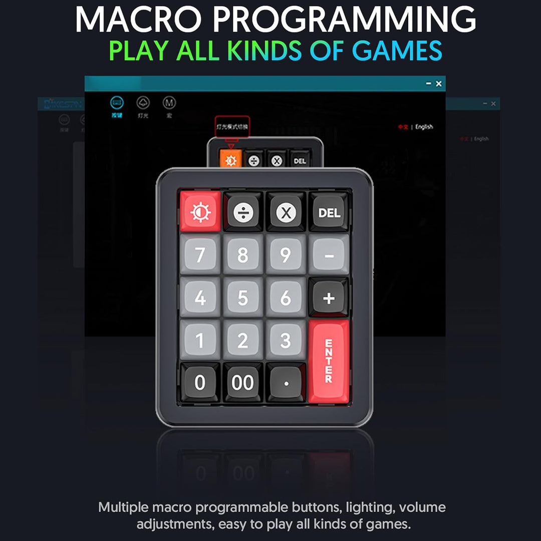 Mechanischer Numpad mit 19 Programmierbaren Knopfs, 12 RGB -Backlits Typ C Kabelnummernpad, Red Swit