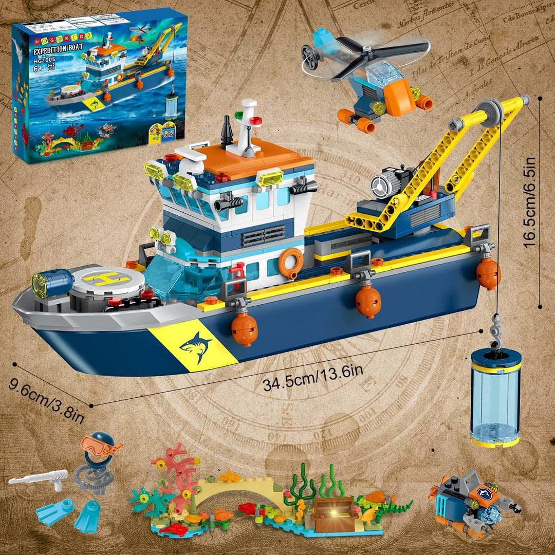 HOGOKIDS City Schwimmfähiges Boot Baukasten mit LED Licht - Spass Arctic Explorer Schiffs Baustein O
