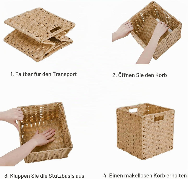 SOCOHOME Aufbewahrungsboxen, 28x28x28cm Aufbewahrungskorb aus Polypropylene und Metallstreifenfür Vo