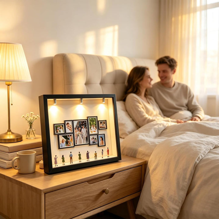 DIY Mini Museum Bilderrahmen Set, mit 8 Miniatur-Figuren und LED