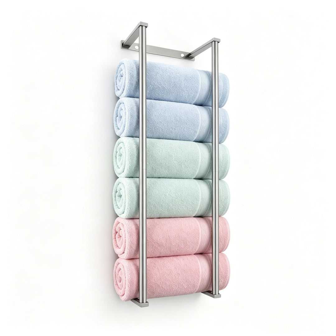 Handtuchregal Wandmontage Stahl Ablage Rollhandtücher Bad Organizer Silber, Silber