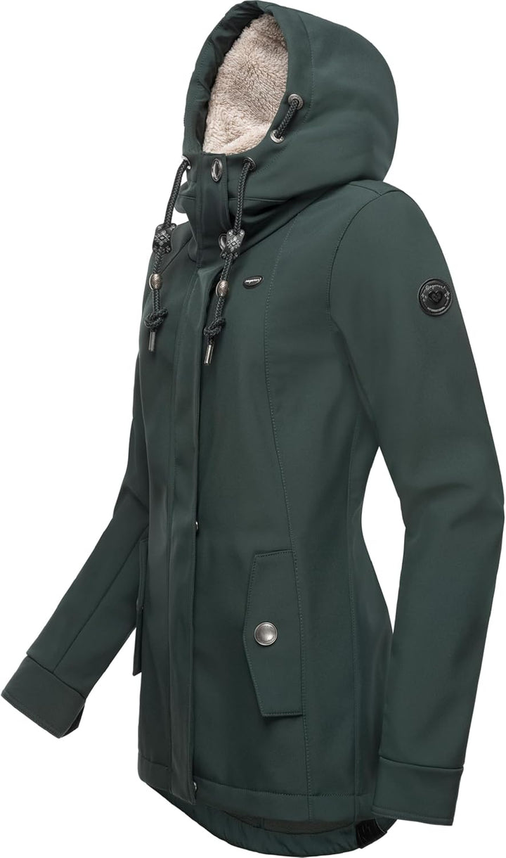Ragwear Damen Übergangsjacke Funktionsjacke Softshelljacke wasserabweisend mit Kapuze Monadde Softsh