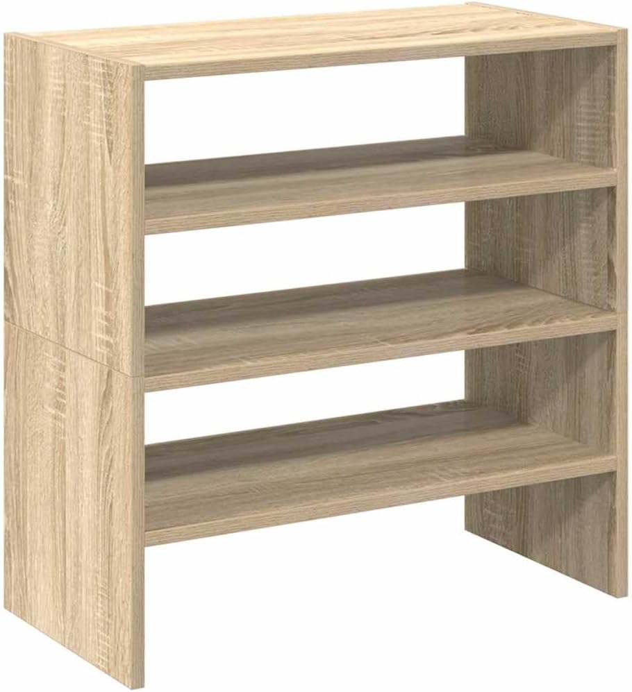 Schuhregal 2er Set Sonoma-Eiche stapelbar und klappbar mit robustem Holzwerkstoff für die Eingangsbe
