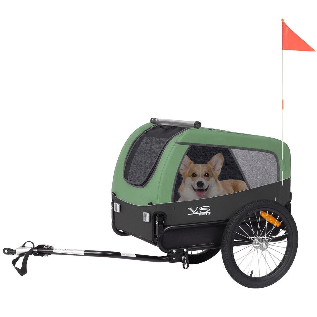 Tiggo VS Medium Hundeanhänger Fahrradanhänger für Hunden bis 23kg Grün/Grau, Grün/Grau