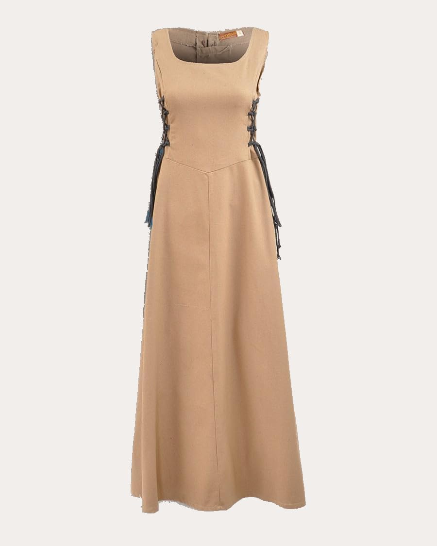 MYTHOLON Uma Kleid Canvas Sand, XL, Kleid Mittelalter Damen, LARP, Cosplay, Wikinger XL Sand, XL San