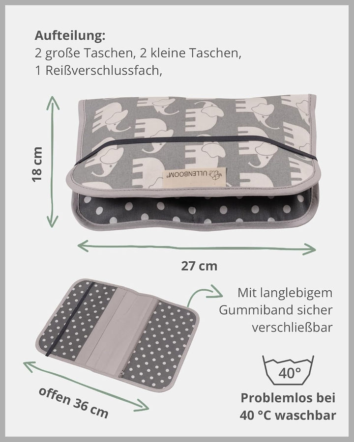 ULLENBOOM ® Windeltasche für unterwegs (Made in EU) - Wickeltasche für bis zu 3 Windeln, Feuchttüche