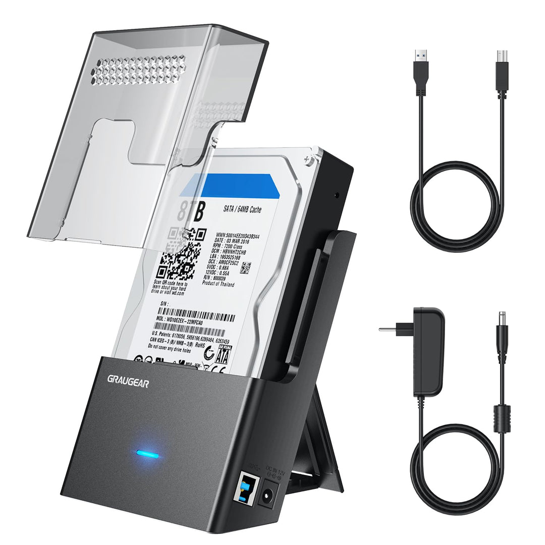 GRAUGEAR | Festplatten-Docking-Station für 3,5 Zoll, 2,5 Zoll SATA HDD/SSD | Festplattengehäuse | US
