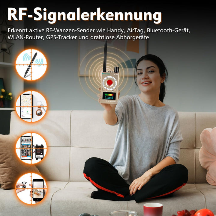 JMDHKK K18+ Versteckter Kamera-Detektor, Spionagekamera-Finder, Wanzendetektor, Magnetfeld-Detektor,