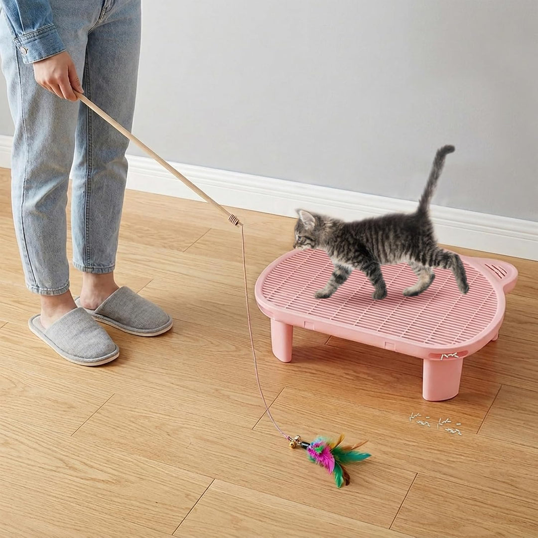 Katzentoilettenrampe mit Filterfunktion, 51 * 40.5 * 15cm, bis 15kg, Katzentreppe für Toilette mit R