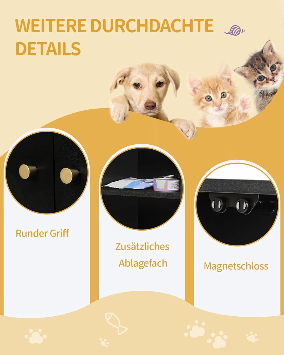 Hzuaneri Katzenschrank, Katzentoilette, Katzenklo Schrank, Katzenhaus mit Tür und separater Trennwan