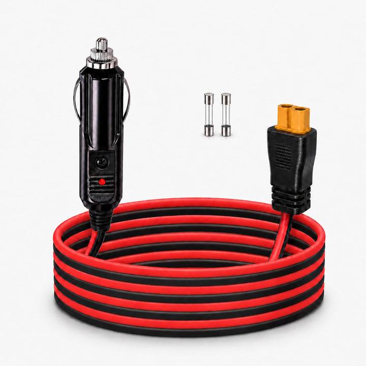 XT60 Auto Ladekabel kompatibel mit ECOFLOW Powerstation, Zigarettenanzünderstecker auf XT60 Buchse,