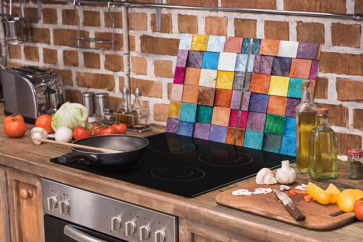 TMK ArtDeko Herdabdeckplatte 2 Teilig 40x52 + 35x52 cm - Spritzschutz Herdabdeckung – Herdschutz aus