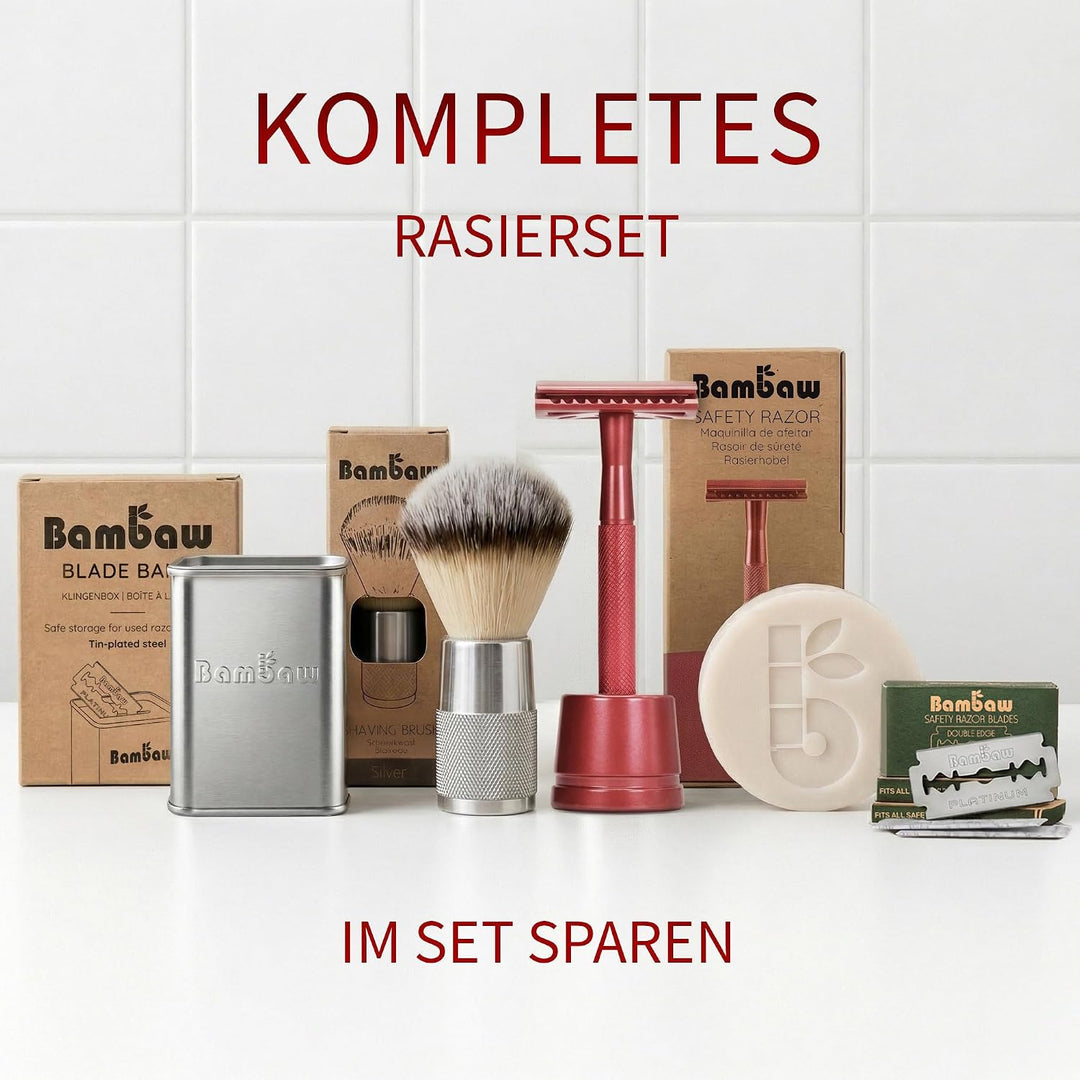 Bambaw Metall Rasierer mit 5 Rasierklingen für Rasierhobel Damen und Herren | Nassrasierer Herren un