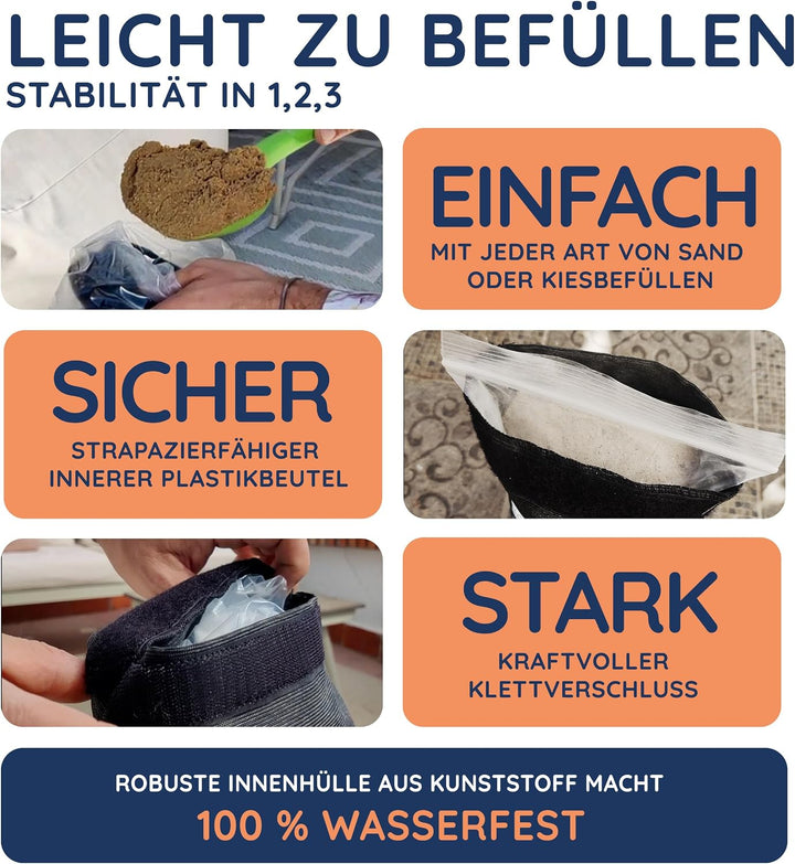 BASER - Runde auffüllbare Sandsäcke, 2 x 20 KG, auffüllbare Gewichte für Ampelschirme, Sonnenschirme