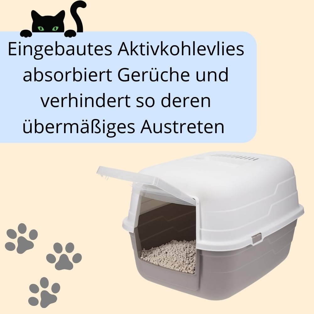 Katzenklo mit Deckel Aktivkohlefilter Katzentoilette Katzen WC Hauben Toilette Klo grau modernes Des