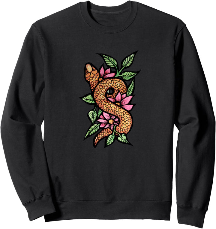 Floral Snake Pink Flowers Kunstwerk Sweatshirt