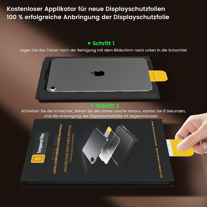 2 Stück 9H Schutzglas iPad 10,9 Zoll 10.Gen/iPad 11 Zoll A16 | Folierhilfe für Displayschutzfolien,