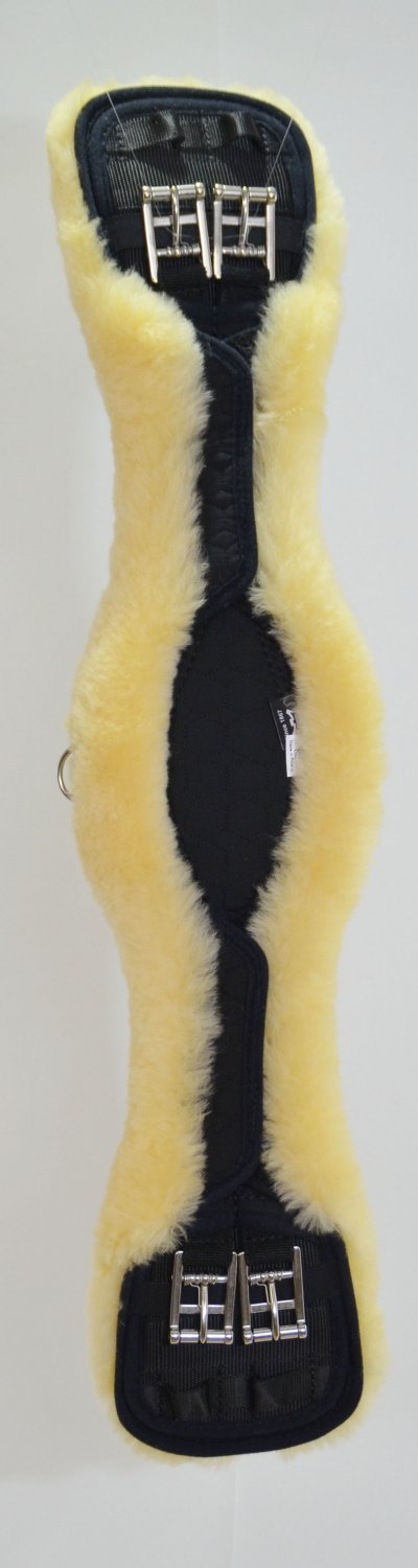 Mattes Kurzgurt Lammfellgurt Natur, Steppstoff schwarz, anatomisch 70cm, 70cm