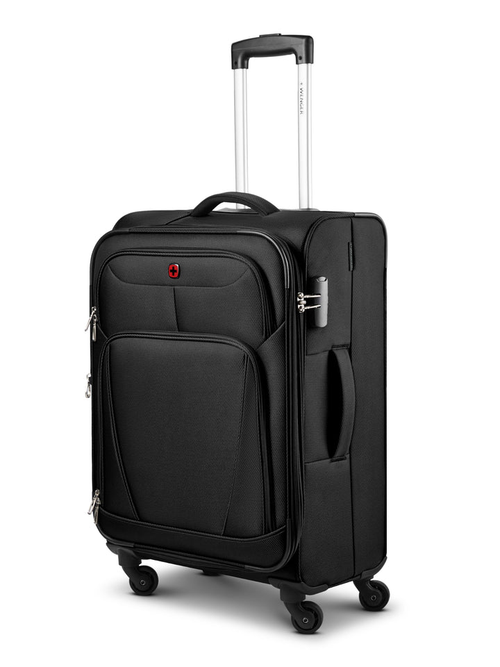 WENGER Check-in Koffer für Damen und Herren | mittelgrosser Trolley Schwarz M, Schwarz M