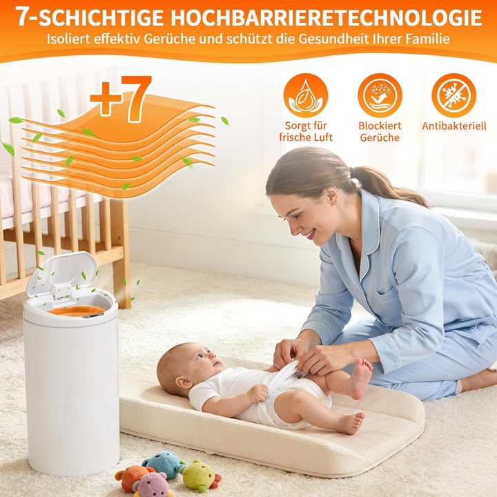 18 Stück Windeleimer Nachfüllkassetten, 4.5M Nachfüllfolie windelbeutel,Geruchsdichte Eingedickte, K