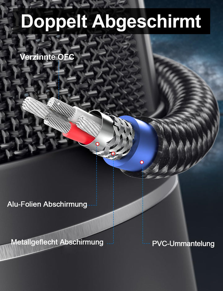 XLR Mikrofonkabel 0,5m, Stecker auf Buchse Rot 0,5 Meter, Rot 0,5 Meter