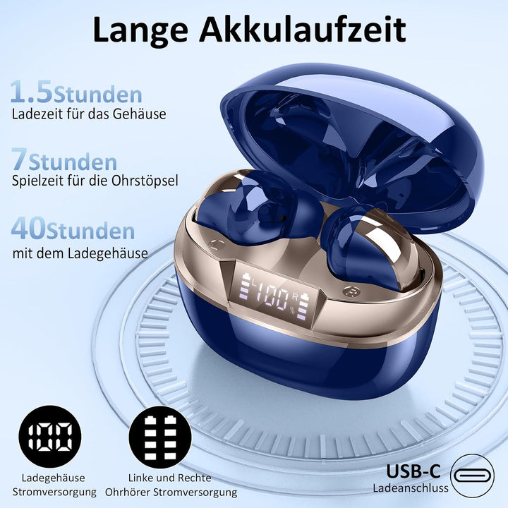 Bluetooth Kopfhörer,Kopfhörer Kabellos Bluetooth 5.4 HiFi-Klang,BlauesGold Blaues Gold, Blaues Gold