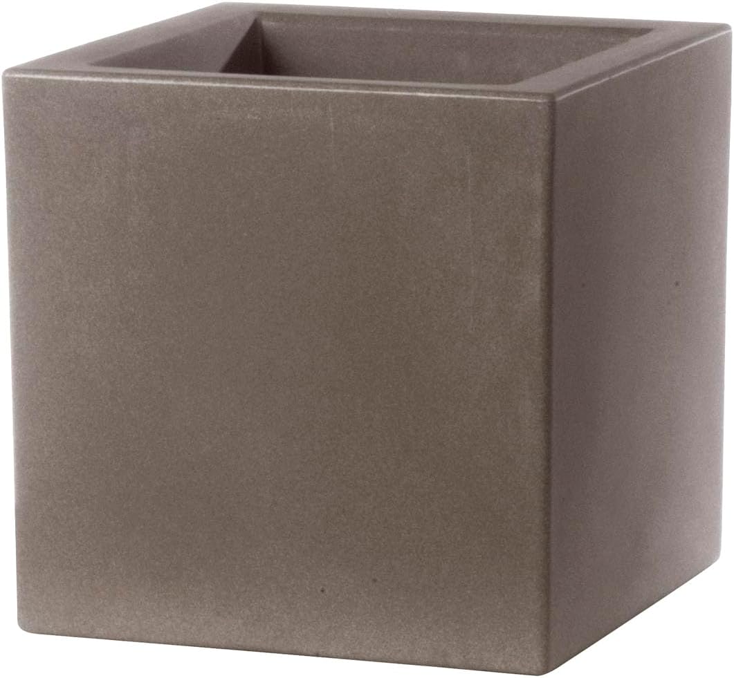 TERAPLAST Blumentopf Schio Cubo 40 cm Made in Italy recyclebar 40 cm Cappuccino, 40 cm Cappuccino