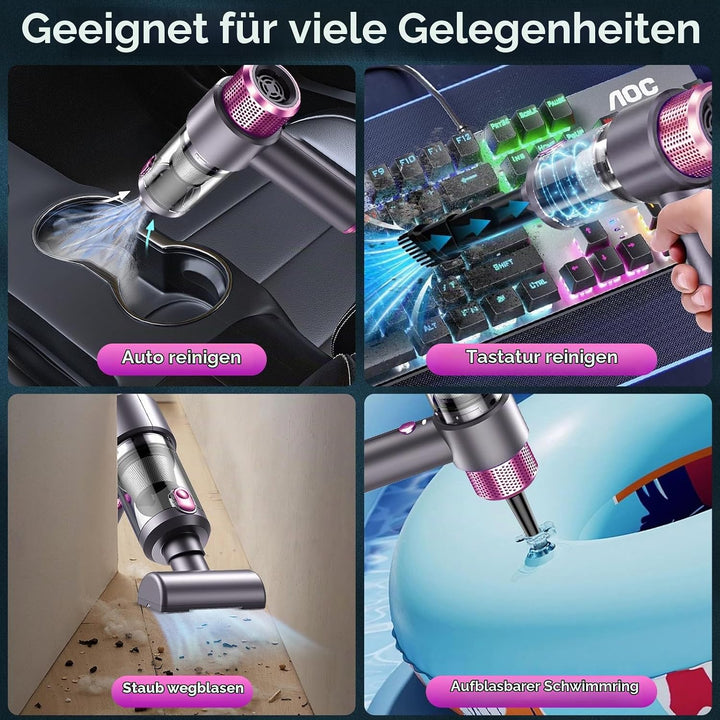 4 in 1 Handstaubsauger Kabellos, Handstaubsauger Akku 6500Pa, Auto Staubsauger Stark, Nass/Trocken H