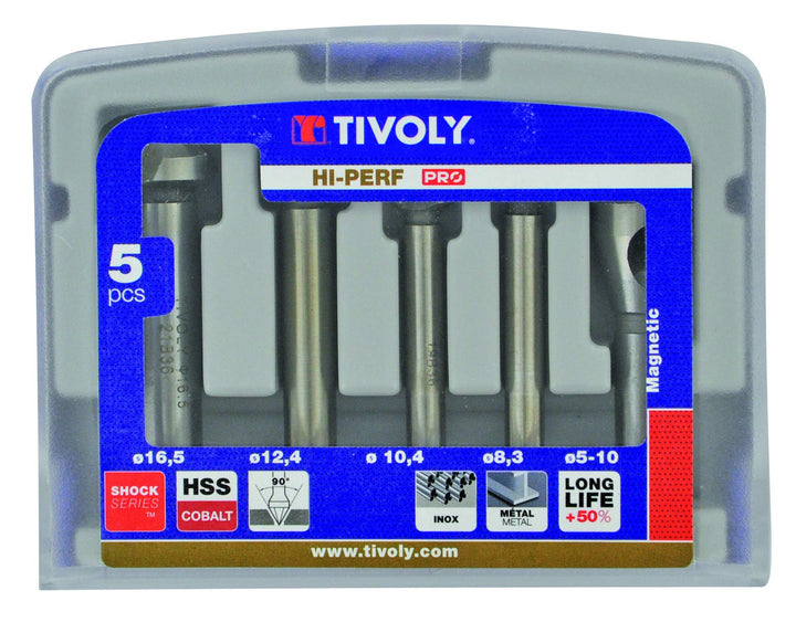 Tivoly 10331670006 FNH04 4-teilig Nussbaum DIN 335C HSS Cobalt 5% bis 90° Ø 8,3 bis 16,5 mm + 1 Entg