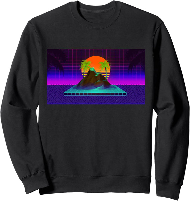 Retro Sunset Mountains Orange Purple Black Green Sweatshirt