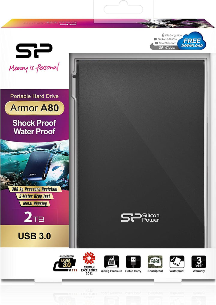 Silicon Power Armor A80 External Hard Drive 2000 GB Black