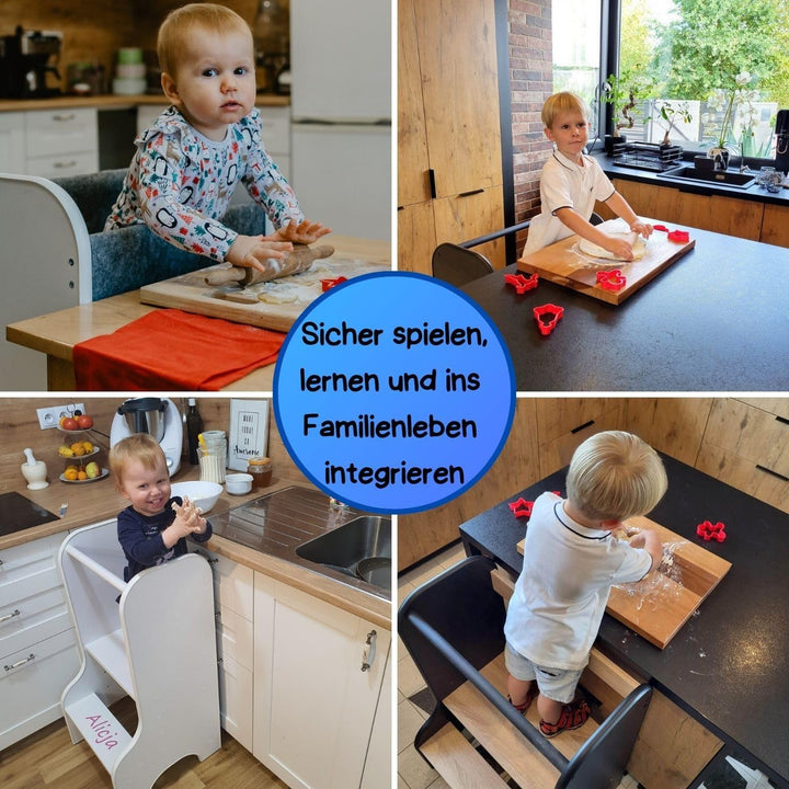 Love Gifts® Lernturm für Kinder mit Kippschutz und höhenverstellbar | Learning Tower mit sicheren Ka