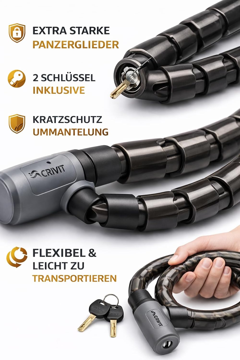 Fahrrad Panzerschloss, Sicherheitsschloss für Fahrräder, Robustes Fahrradschloss