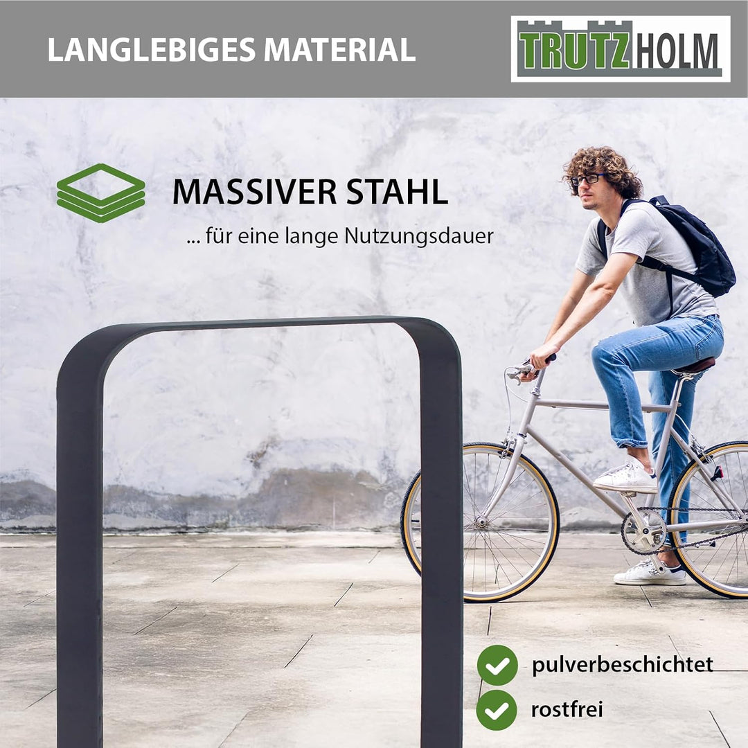 TRUTZHOLM Fahrradanlehnbügel 115 x 76 cm Flachstahl 12 mm pulverbeschichtet und rostfrei zum Einbeto