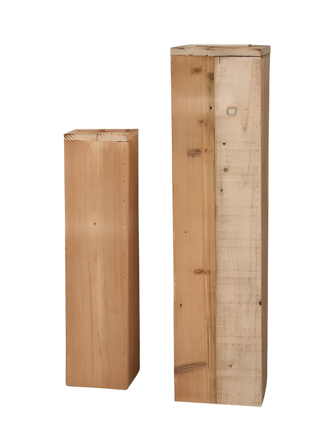 Dekoleidenschaft 2X Dekosäule Rustikal aus recyceltem Holz, 60 + 79 cm hoch, Holzsäule, Podest, Blum