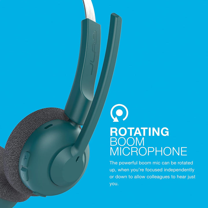 JLab Go Work Pop Wireless Headset mit Mikrofon, 50+ Std. Akku, Bluetooth On Ear PC Headset, kabellos