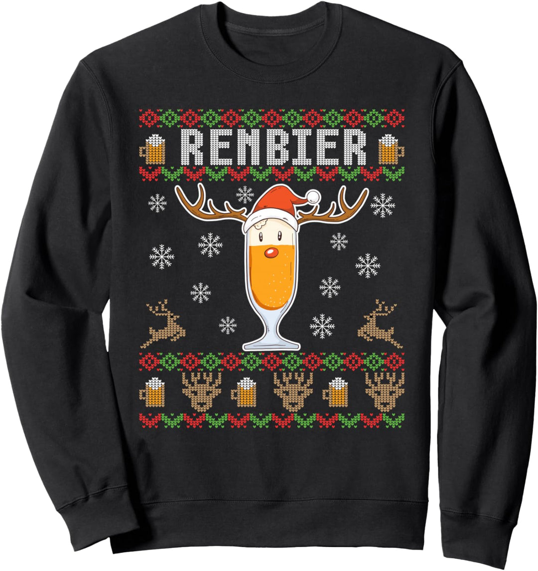 Lustiges Ugly Christmas Renbier Weihnachten Bier Sweatshirt