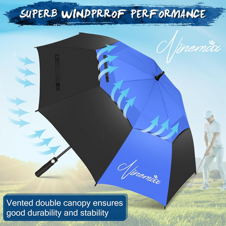 NINEMAX Golfschirm Gross 62/68 Inch Golf Regenschirm Sturmfest Automatik Öffnen Golf Regenschirm Dop
