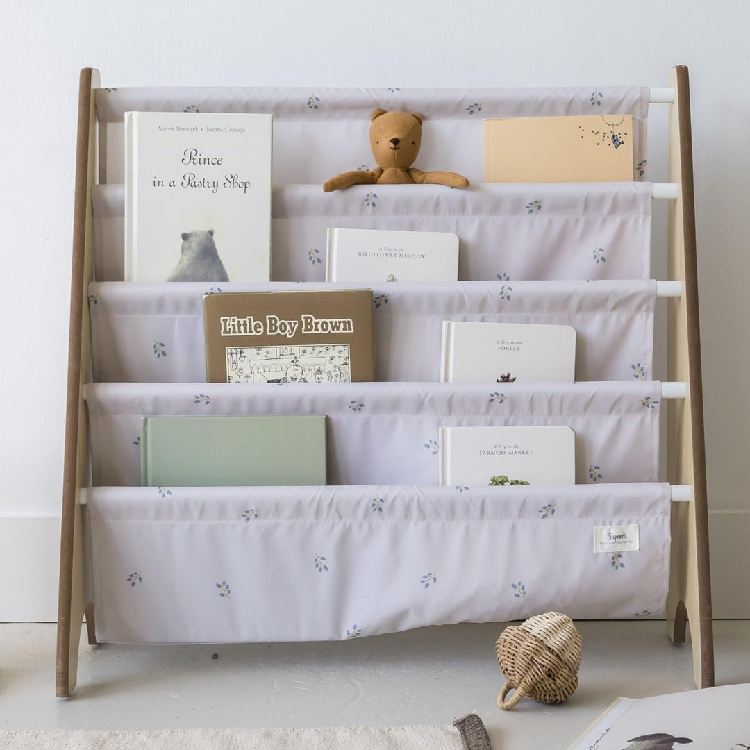 3 Sprouts Kinder Bücherregal aus Holz – Montessori Regal für Kinderzimmer - Heidelbeere Taupe, Heide