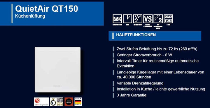 Airflow 90000454 Wandventilator QUIETAIR, 90000454 Weiss, Wei&amp;