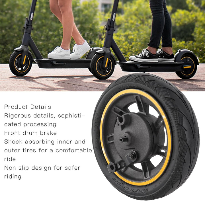 Hominas Elektroroller Vorderrad mit Trommelbremse für Ninebot Max G30, 10 Zoll 60/70-6,5 Vollgummire