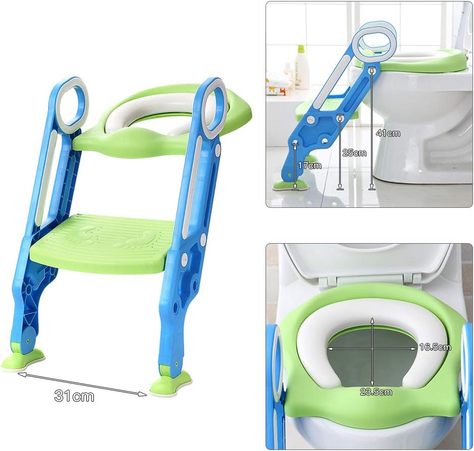 Toilettensitz mit Treppe für Kinder, verstellbar und faltbar, Toilettensitz mit Stufen, Toilettentra