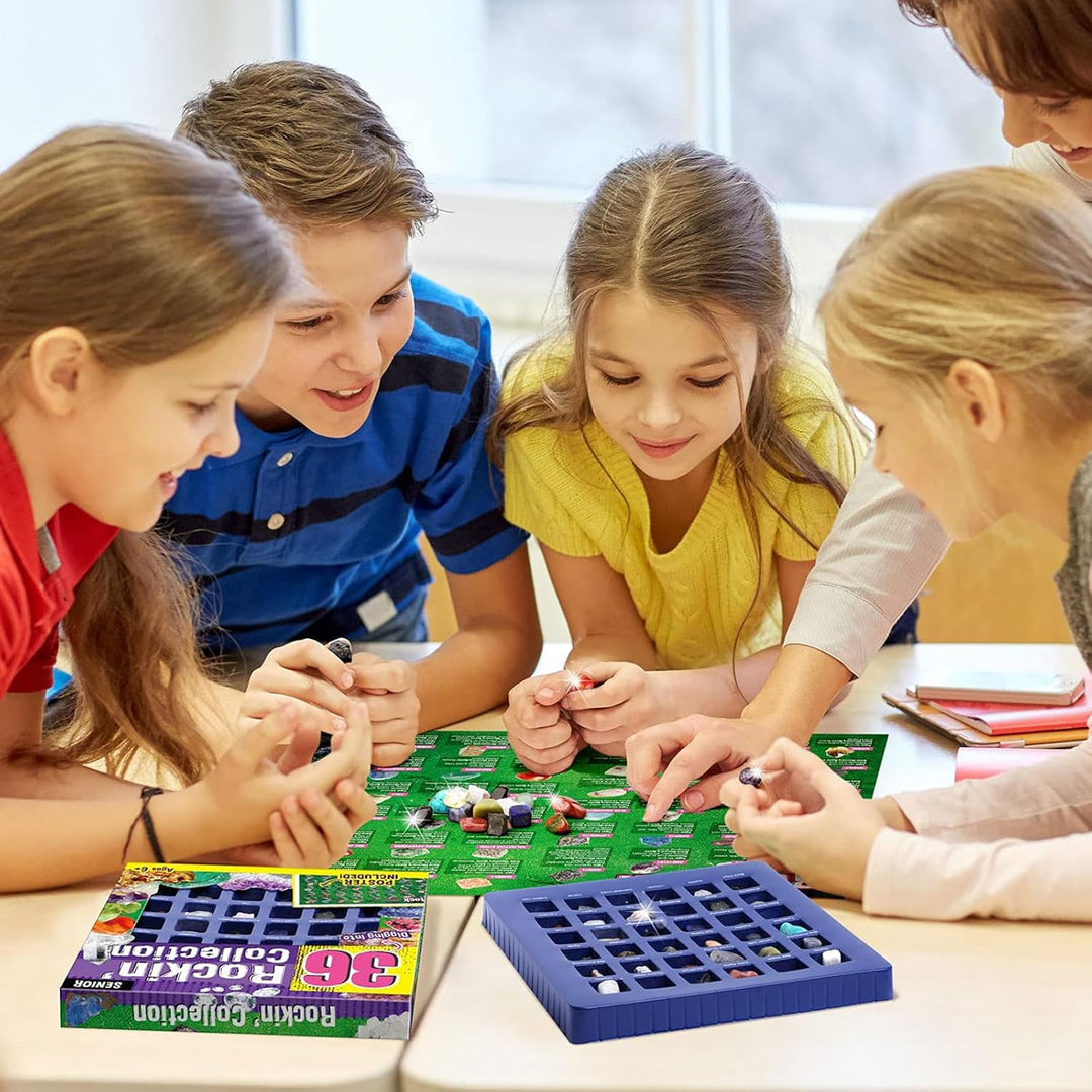 Byncceh 36 Stück Kristalle Kinder – Mineralien Set mit Edelsteine und Steinen, Geologie-Set für Mädc